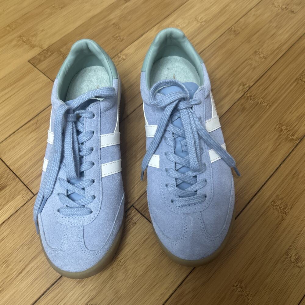 Gola Torpedo Retro Sneakers Blue Suede White Stripe 80s Style Casual Sz 8